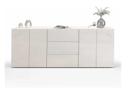 Aparador Egypt con 4 puertas y 3 cajones blanco brillo 200x40x80 cm