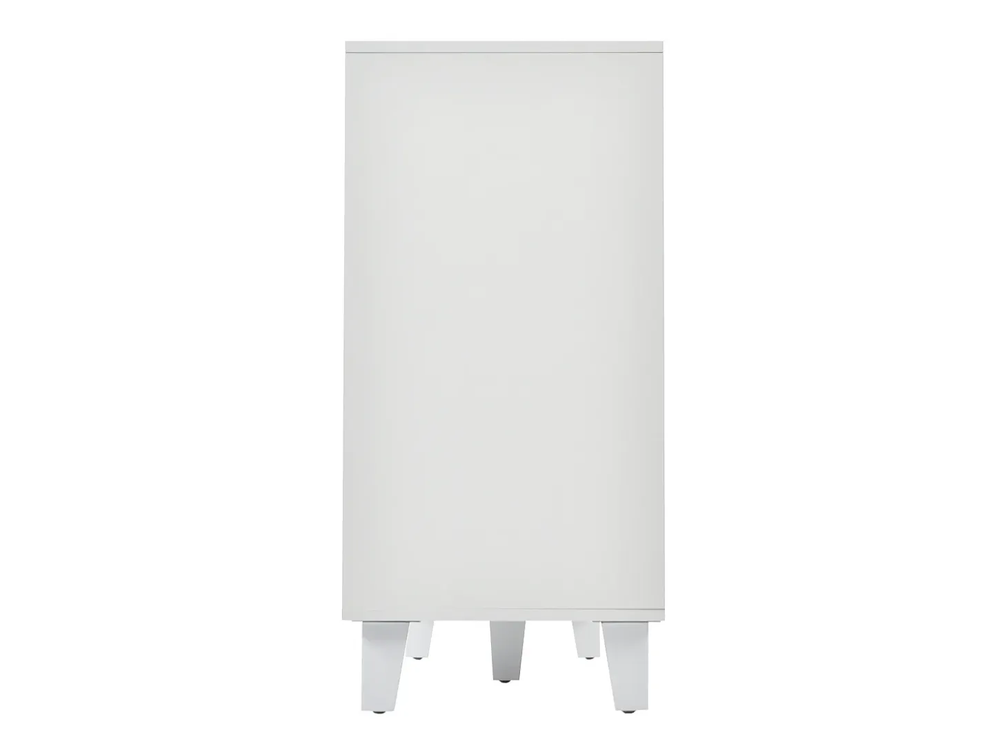 Aparador elegante con espejo blanco, versátil, 4 puertas y estante ajustable.