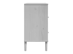 Aparador en aspecto ratán blanco 80x40x80 cm madera maciza de pino