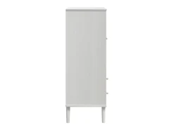Aparador en imitación ratán blanco 90x40x112cm madera maciza de pino