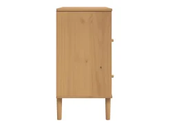 Aparador en imitación ratán marrón 80x40x80 cm madera maciza de pino