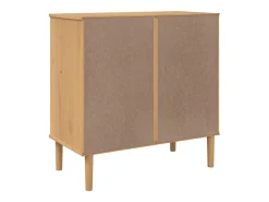 Aparador en imitación ratán marrón 80x40x80 cm madera maciza de pino