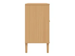 Aparador en imitación ratán marrón 112x40x80cm madera maciza de pino
