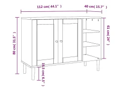 Aparador en imitación ratán marrón 112x40x80cm madera maciza de pino