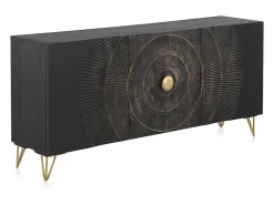 Aparador en madera de mango y tablero de fibra de densidad media negro