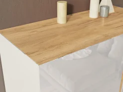 Aparador escandinavo beige y madera con marco de cristal CHLOE