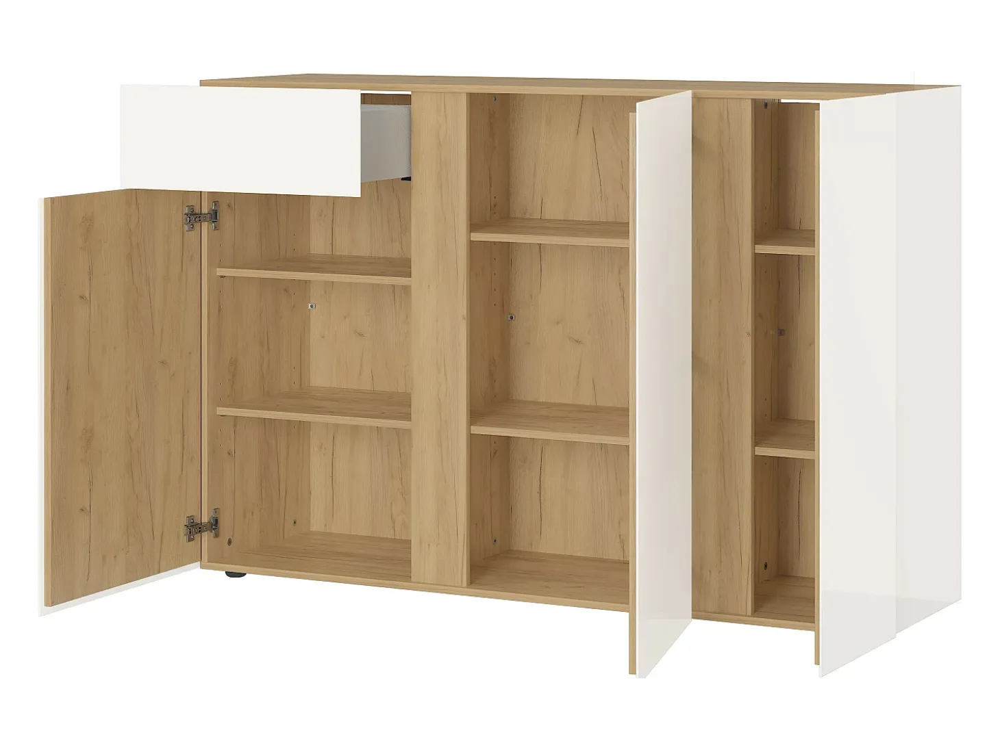 Aparador escandinavo beige y madera con marco de cristal CHLOE