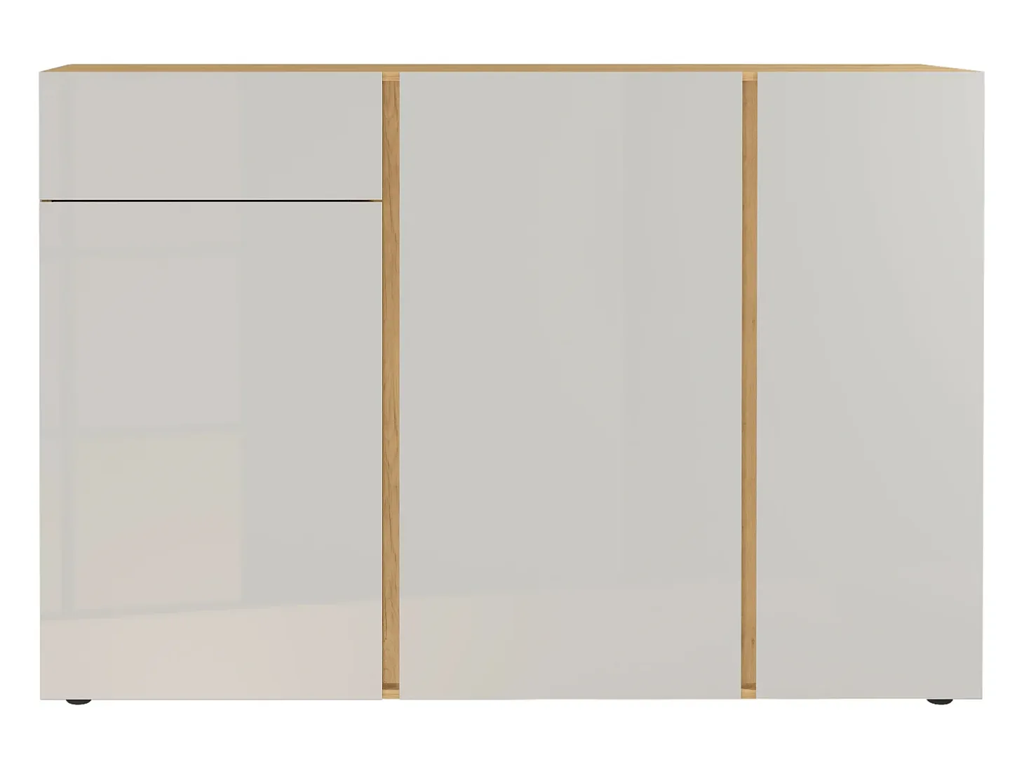 Aparador escandinavo beige y madera con marco de cristal CHLOE