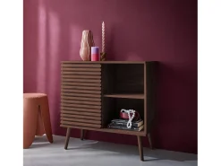 Aparador escandinavo con decoración de madera, 80cm nogal