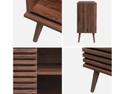 Aparador escandinavo con decoración de madera, 80cm nogal