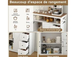 Aparador escandinavo con 3 cajones y 2 puertas, 100 cm – Blanco y madera