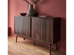 Aparador escandinavo efecto madera con 2 puertas, 150cm madera oscura