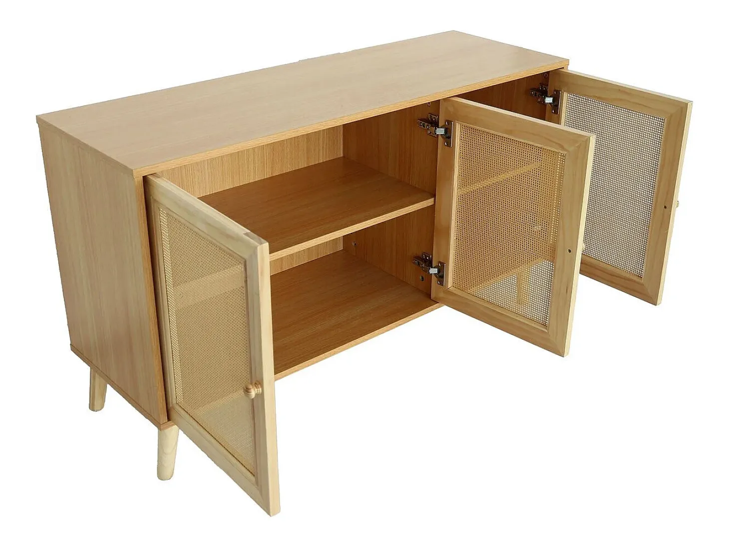 Aparador estilo caña "Neuille" - 120 x 40 x 71,5 cm - Beige -