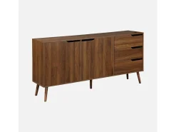 Aparador estilo escandinavo con 2 puertas, 160cm nogal