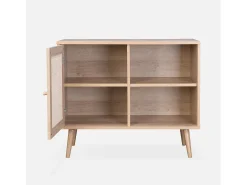 Aparador estilo escandinavo con 1 puerta de caña, 80cm natural