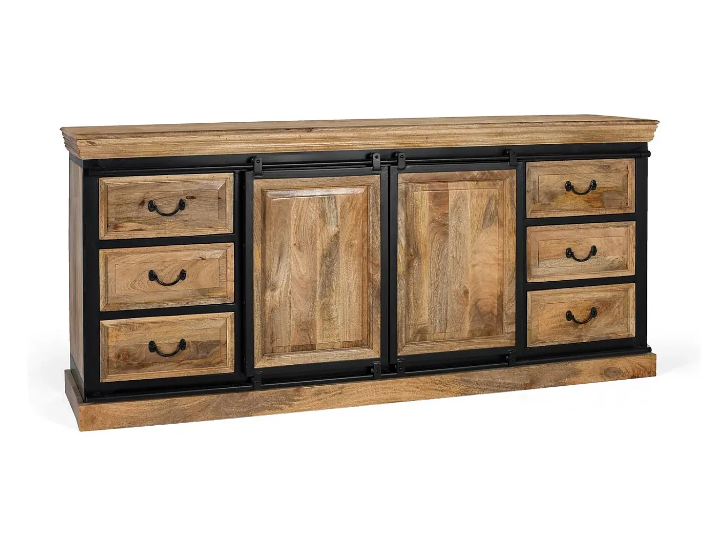Aparador estilo industrial fabricado a mano en madera de mango 2m