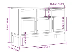 Aparador FLORO madera maciza de pino blanco 114x43x74 cm