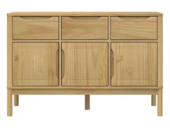 Aparador FLORO madera maciza de pino marrón cera 114x43x74 cm