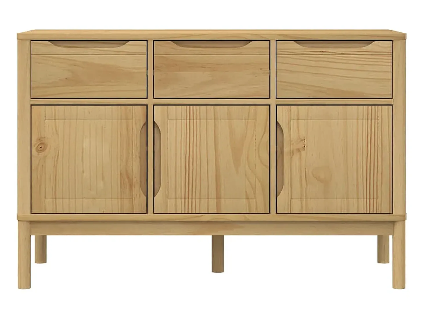 Aparador FLORO madera maciza de pino marrón cera 114x43x74 cm