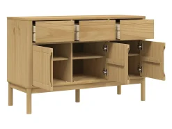Aparador FLORO madera maciza de pino marrón cera 114x43x74 cm