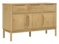 Aparador FLORO madera maciza de pino marrón cera 114x43x74 cm ES876285