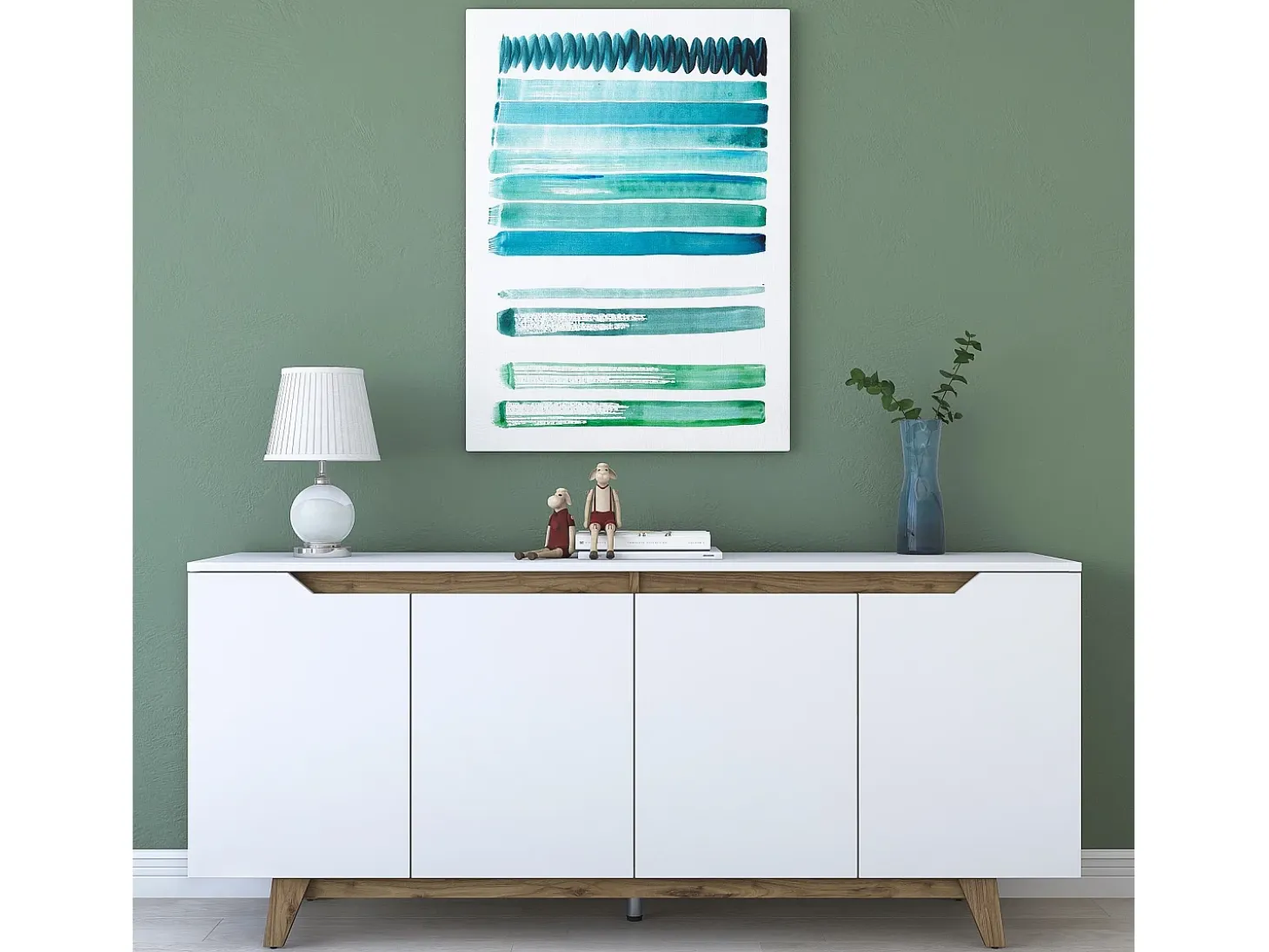 Aparador GD102 1874 color nogal blanco 180x45x78.6 cm