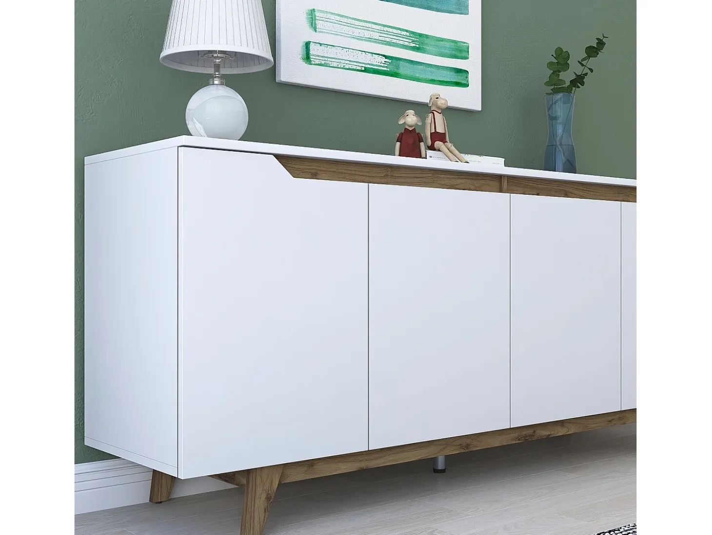 Aparador GD102 1874 color nogal blanco 180x45x78.6 cm