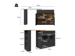Aparador giratorio con 1 cajón, 2 puertas y estantes, negro - para comedor y salón