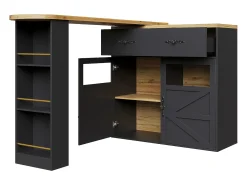 Aparador giratorio con 1 cajón, 2 puertas y estantes, negro - para comedor y salón