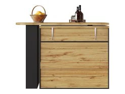 Aparador giratorio con 1 cajón, 2 puertas y estantes, negro - para comedor y salón
