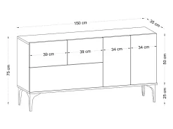 Aparador Glis DEC0023 blanco negro 150x35x75 cm
