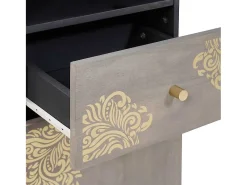 Aparador Gris 38 x 33,5 x 160 cm Madera maciza de mango