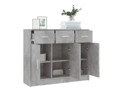 Aparador gris hormigón 91x28x75 cm madera de ingeniería