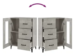 Aparador gris hormigón 69,5x34x90 cm madera de ingeniería