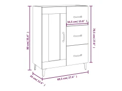 Aparador gris hormigón 69,5x34x90 cm madera de ingeniería