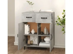 Aparador gris hormigón 69,5x34x90 cm madera de ingeniería