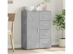 Aparador gris hormigón 60x31x84 cm madera de ingeniería