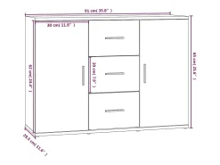 Aparador Gris Hormigón 91x29,5x65 cm Madera de Ingeniería