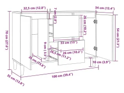 Aparador gris hormigón 101x35x70 cm madera de ingeniería