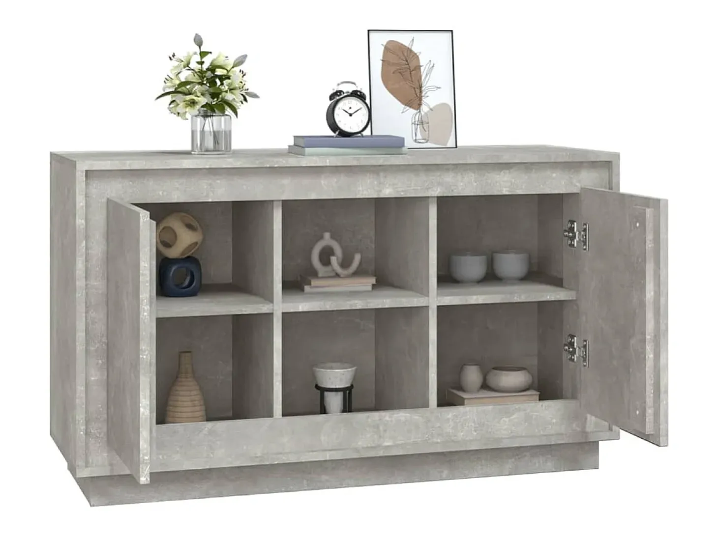 Aparador gris hormigón 102x35x60 cm madera de ingeniería