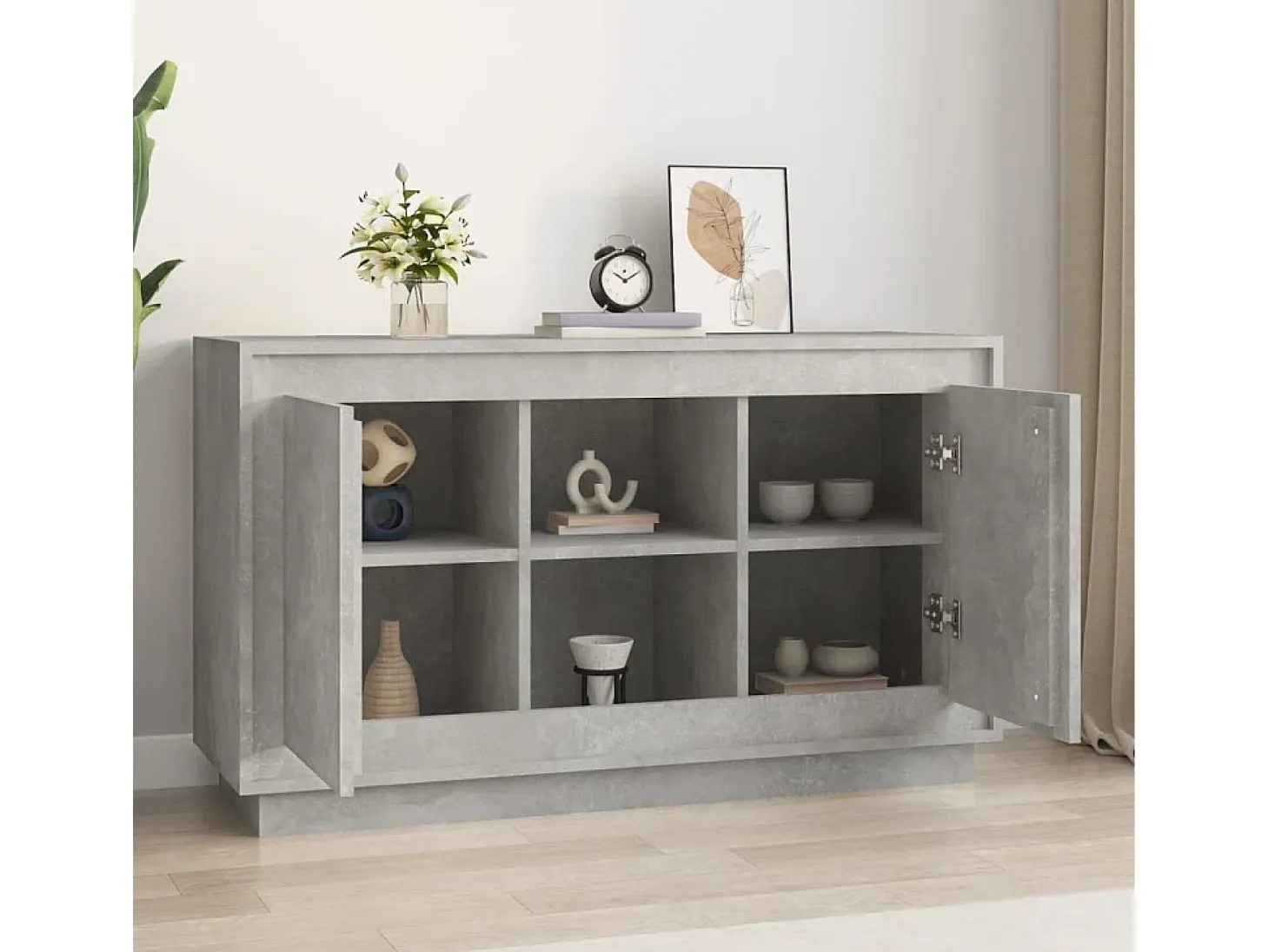 Aparador gris hormigón 102x35x60 cm madera de ingeniería