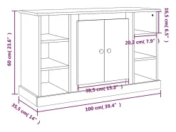 Aparador Gris Hormigón 100x35,5x60 cm Madera de Ingeniería