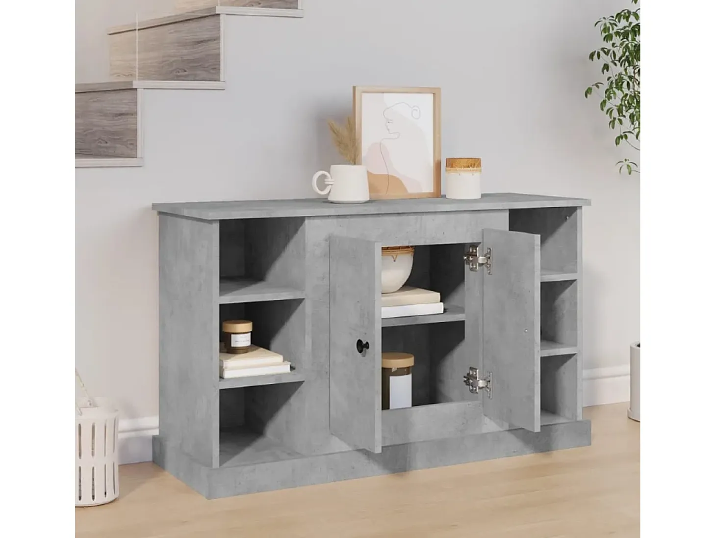 Aparador Gris Hormigón 100x35,5x60 cm Madera de Ingeniería