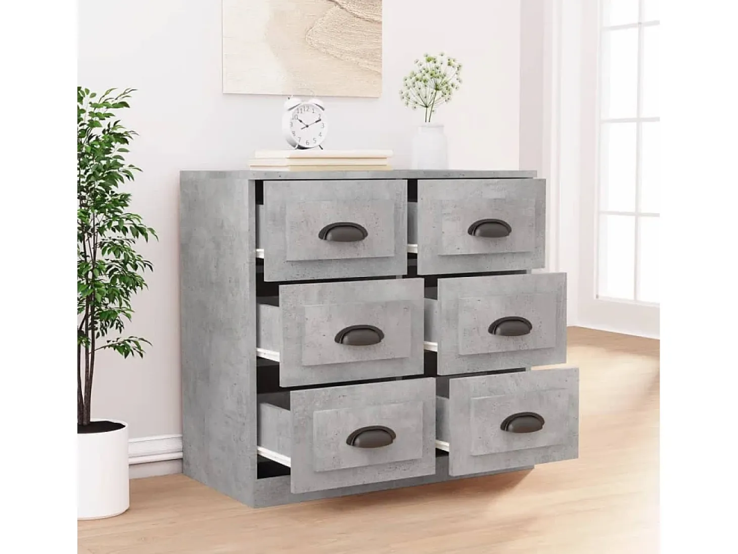 Aparador gris hormigón 70x35,5x67,5 cm madera de ingeniería