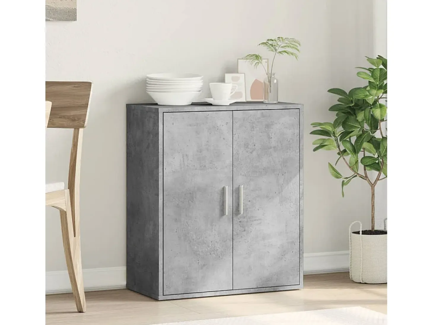 Aparador gris hormigón 79x38x80 cm madera de ingeniería