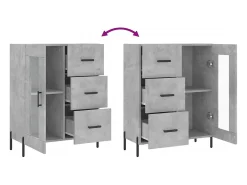 Aparador gris hormigón 69,5x34x90 cm madera de ingeniería