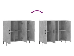 Aparador gris hormigón 90x34x80 cm madera de ingeniería