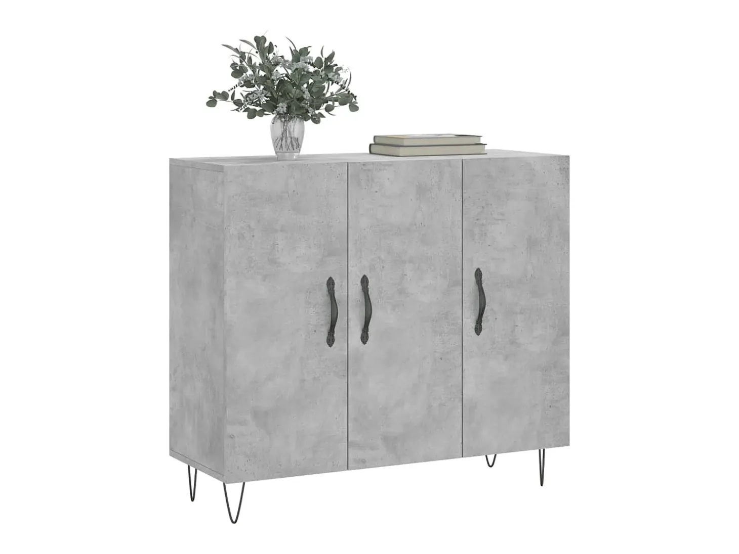 Aparador gris hormigón 90x34x80 cm madera de ingeniería