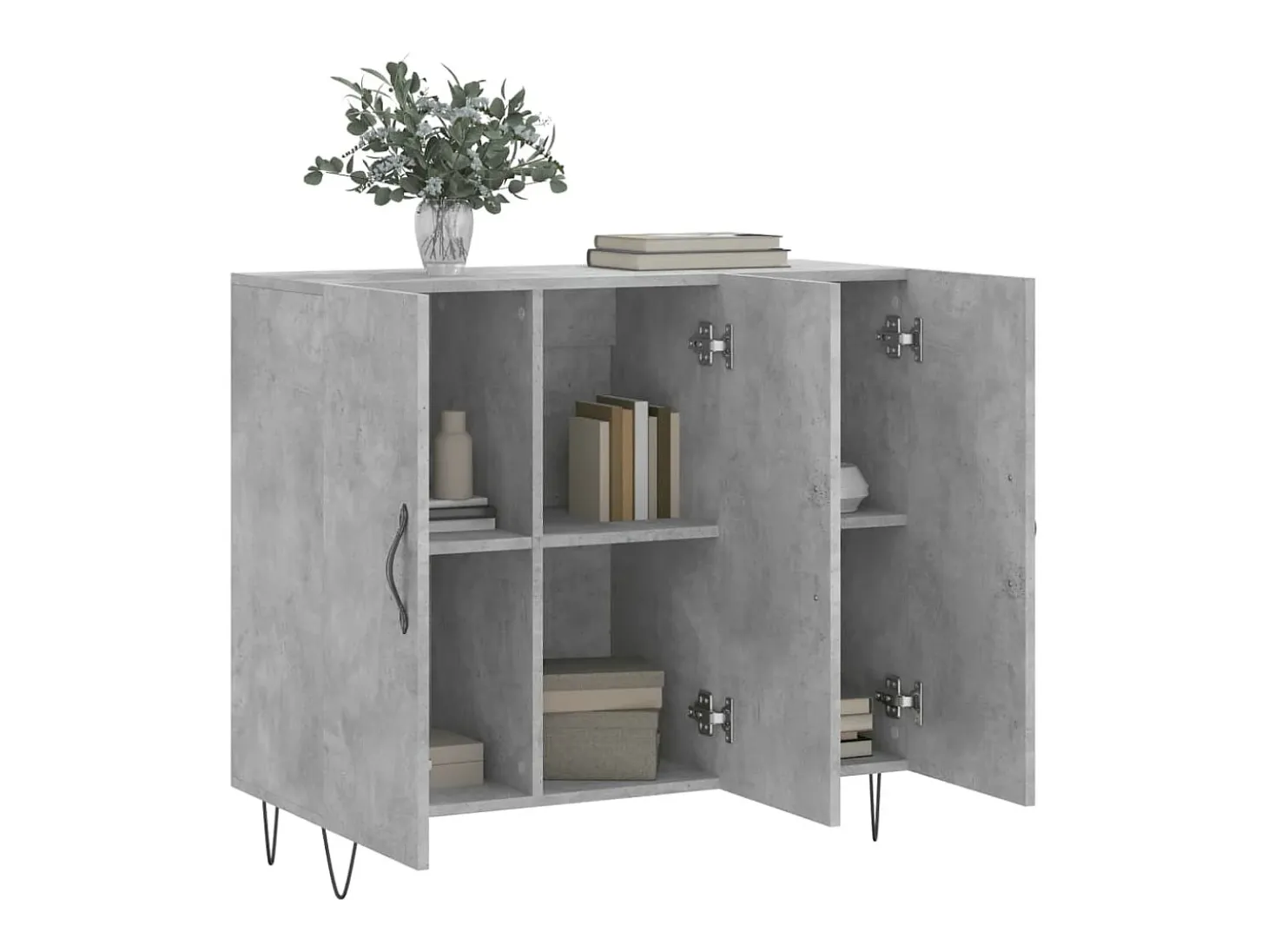 Aparador gris hormigón 90x34x80 cm madera de ingeniería