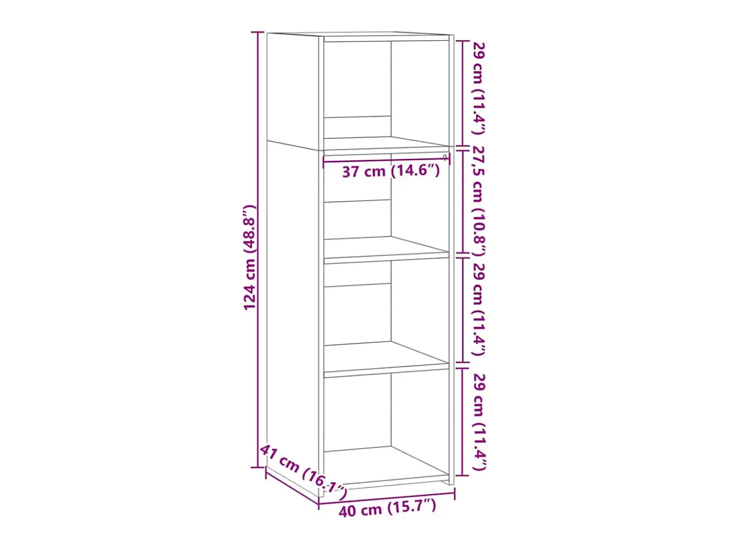 Aparador gris hormigón 40x41x124 cm madera de ingeniería